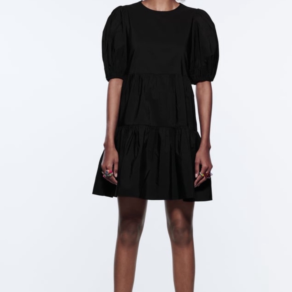 ZARA TIERED POPLIN DRESS SIZE MEDIUM
